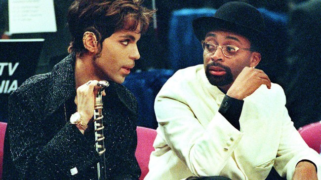Prince and Spike Lee at an NBA game