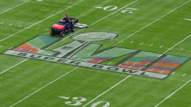 Super Bowl LVII logo on turf