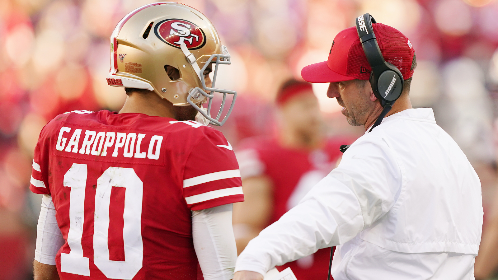 Kyle Shanahan reacts to Jimmy Garoppolo's comments on Trey Lance's