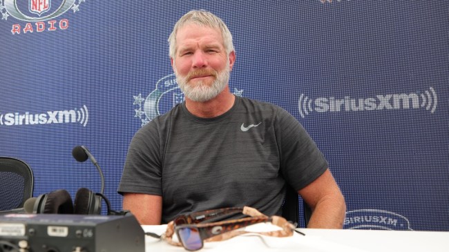 Brett Favre at a press conference