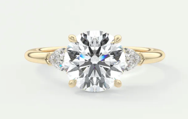 Frank Darling Plunge Three Stone Round and Pears Engagement Ring