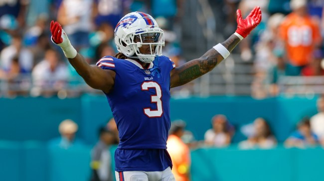 Damar Hamlin on the field for the Bills in a game vs. the Dolphins.