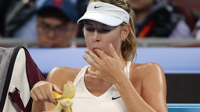 Maria Sharapova eating a banana