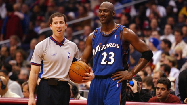 Tim Donaghy and MJ on the floor