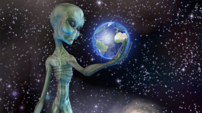 alien holding planet