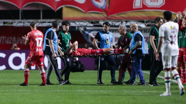 Argentinian soccer star Luciano Sánchez stretchered out due to injury