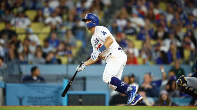 Austin Barnes hits a home run for the Los Angeles Dodgers.