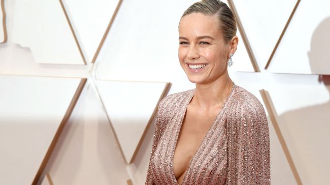 brie larson in a gown at the academy awards