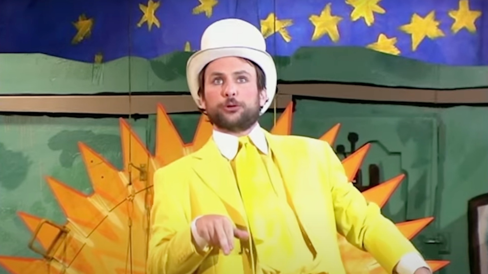 Charlie Day singing 'Day Man' in 'The Night Man Cometh' musical