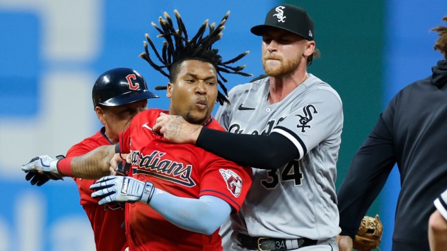 Guardians Jose Ramirez in the aftermath of his fight against the White Sox Tim Anderson