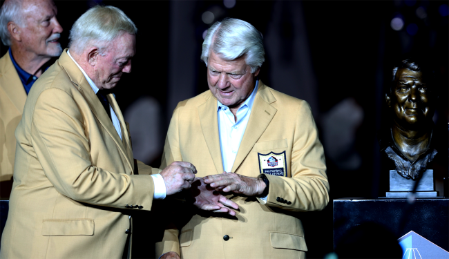 jerry jones gives jimmy johnson hall of fame ring