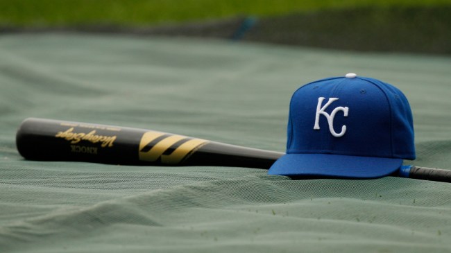 Kansas City Royals hat resting on bat