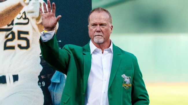 Mark McGwire at an Oakland A's Hall of Fame induction ceremony.