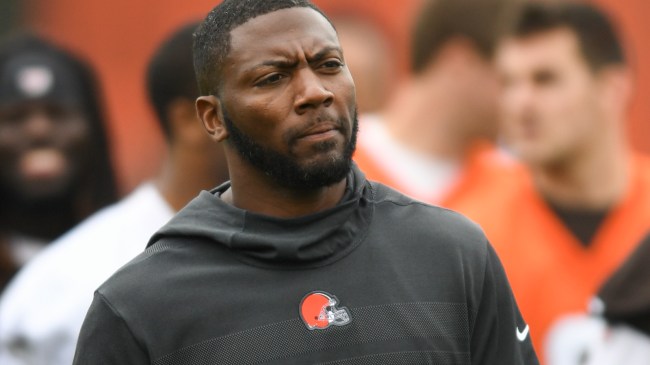 Ryan Clark on the sidelines at a Cleveland Browns game.