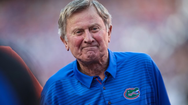 Steve Spurrier on the field before a game between Florida and South Carolina.