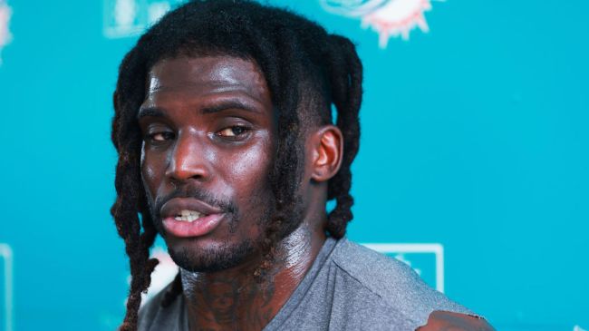 tyreek hill speaking at a dolphins press conference