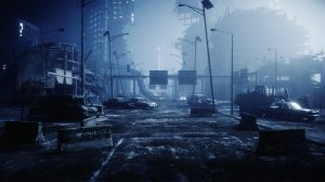 Apocalypse city in fog end times