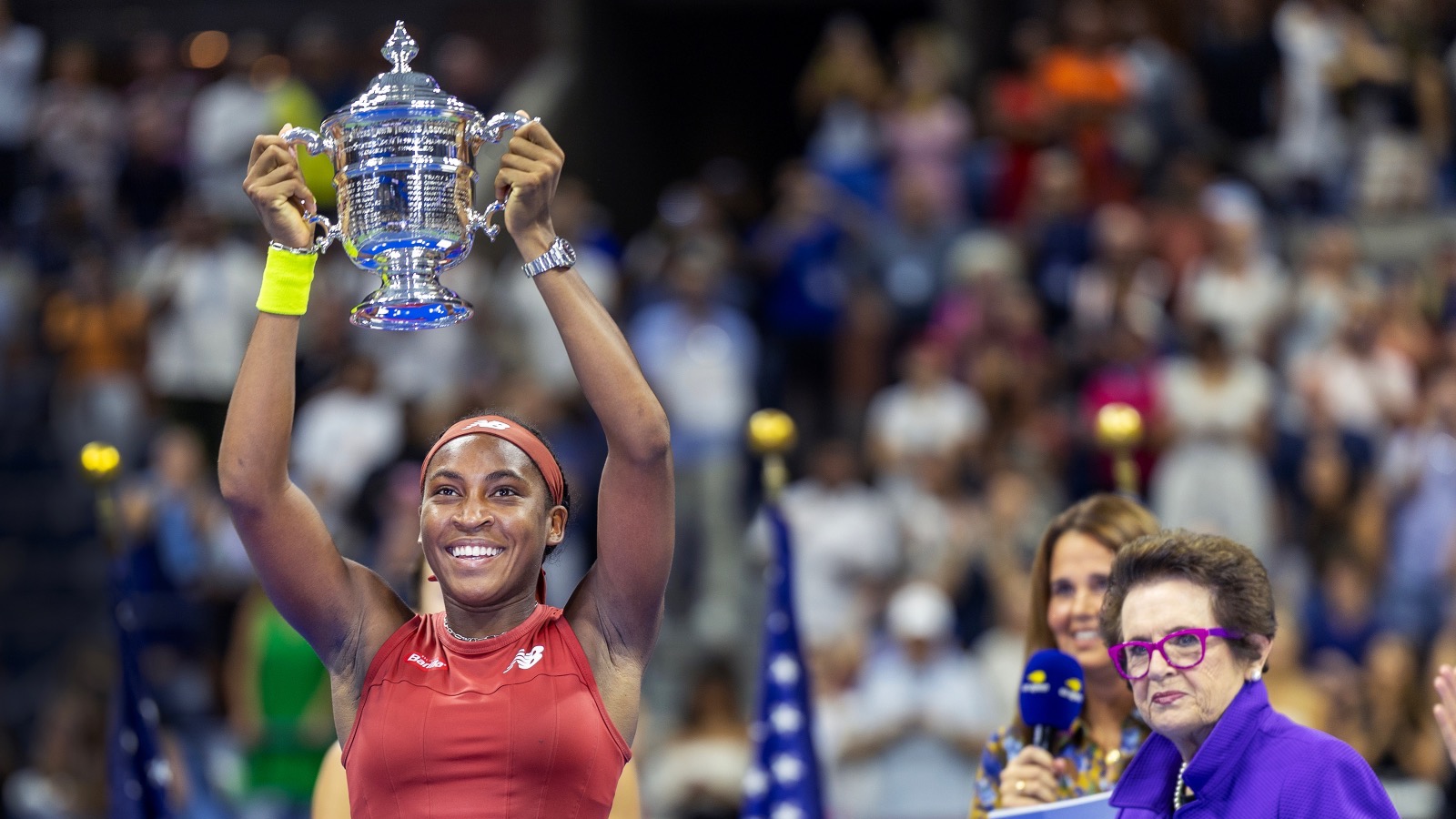 New US Open Ch Coco Gauff Poses With NFL Stars Before SNF