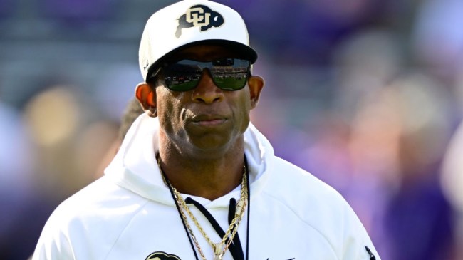 Deion Sanders on the field for Colorado