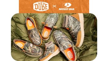 Shop HEYDUDE x Mossy Oak "Country DNA" collection of moccasins, slip-ons, and boots