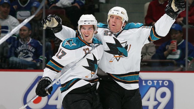 Jeremy Roenick and Torrey Mitchell on the ice