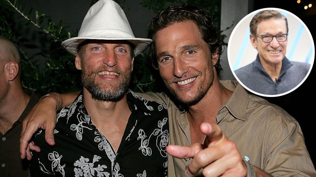 Matthew McConaughey and Woody Harrelson hugging