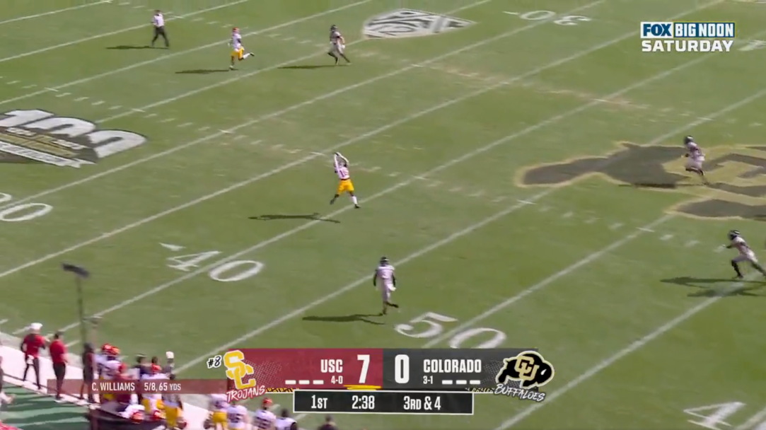 Caleb Williams Touchdown Off-Balance Throw Colorado