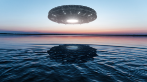 UFO hovering above water