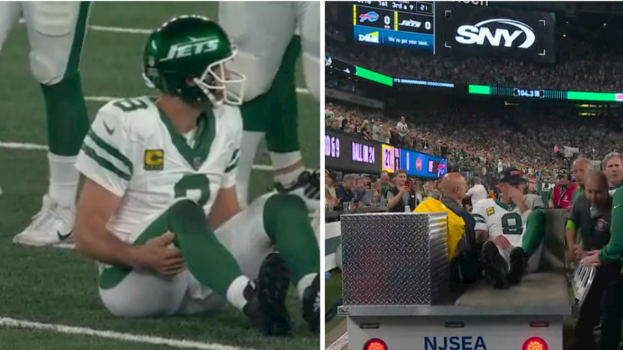 Aaron Rodgers Carried Off Field With Injury During First Career Jets Drive