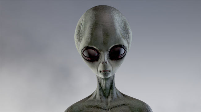 alien extraterrestrial on grey background