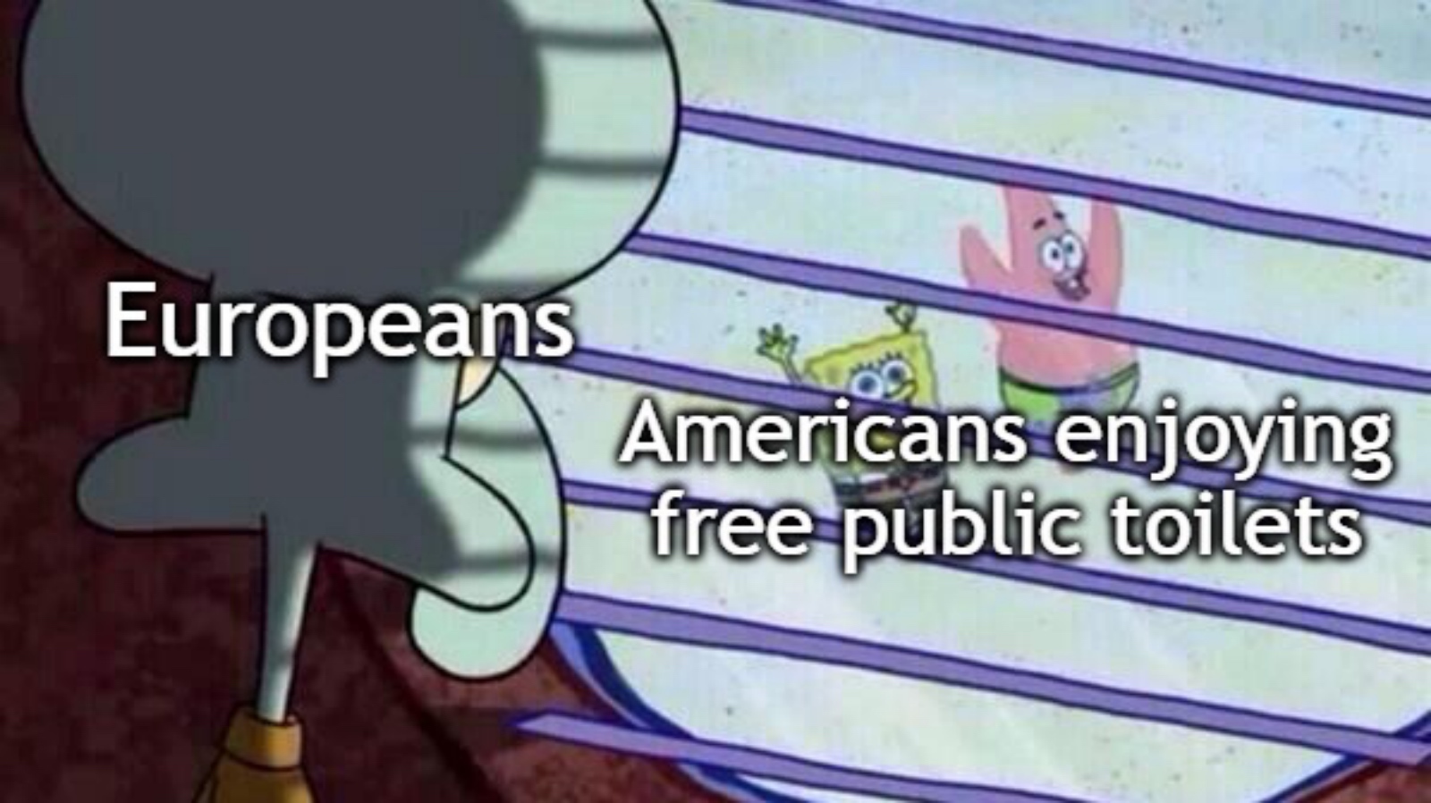 meme about Americans enjoying free public toilets