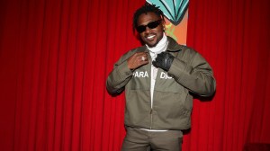 Antonio Brown poses for a photo at his album release.