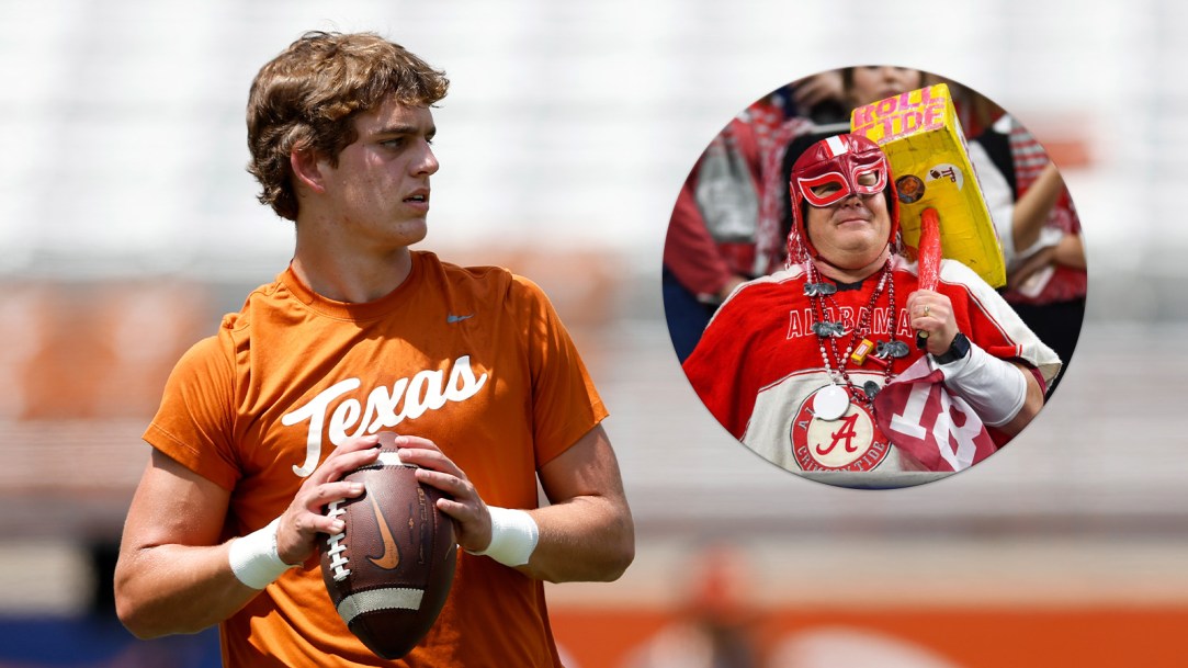 Arch Manning plays football for Texas against Alabama