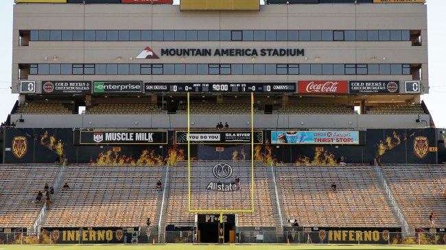 A view of Mountain America Stadium in Tempe, AZ.