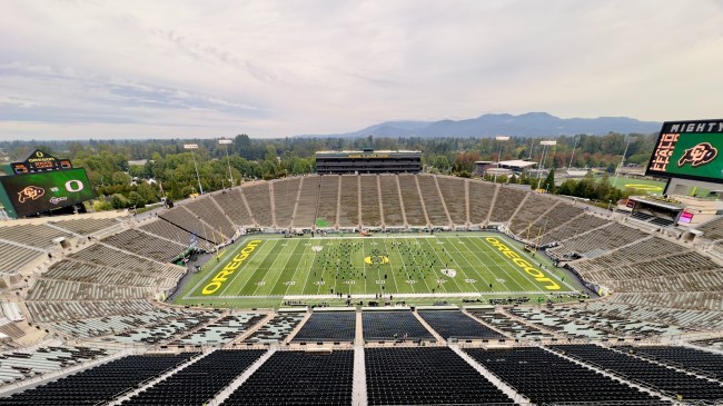 A view of Autzen Stadium before a game between Oregon and Colorado.