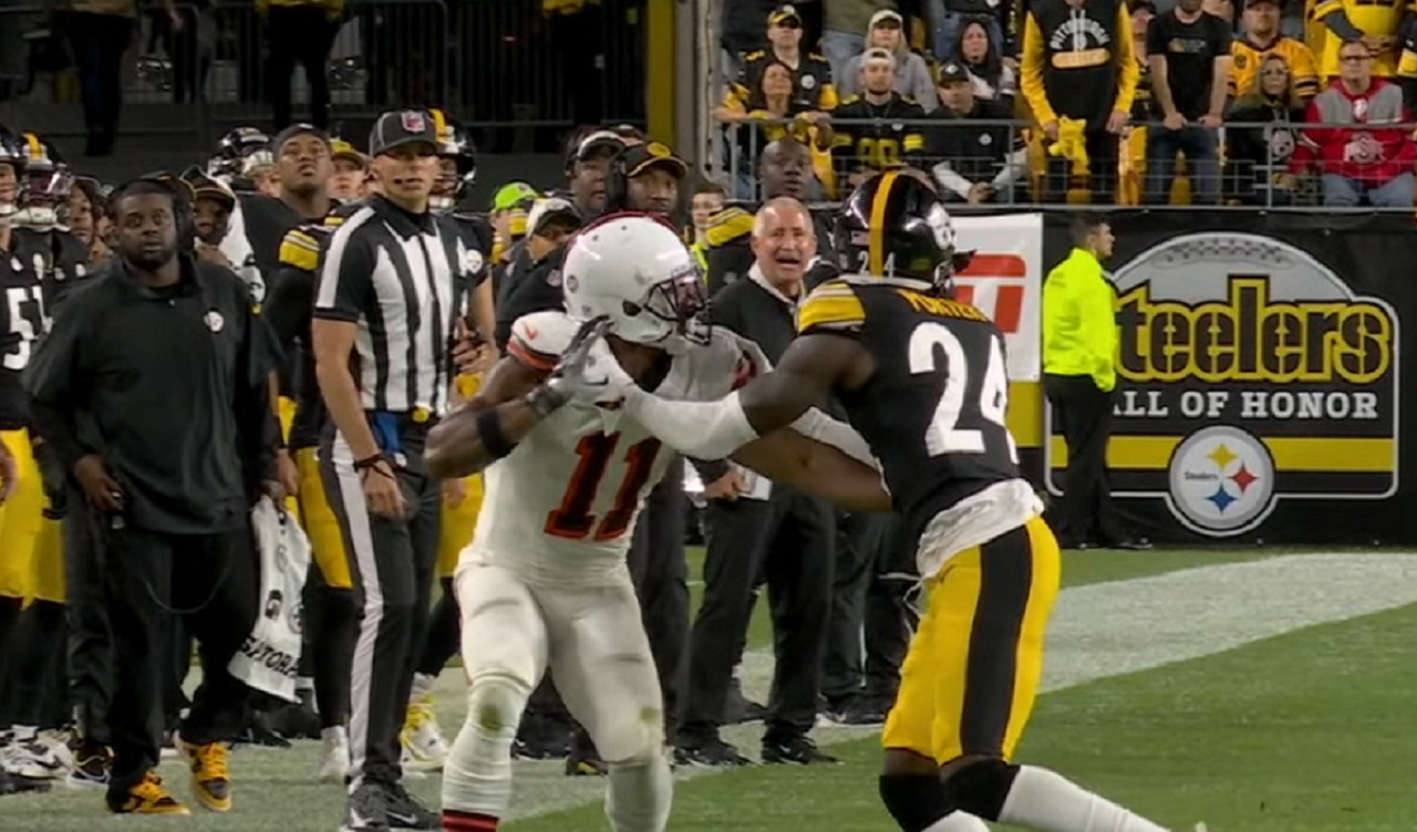 This is a sideline Vision Intant Replay monitor on the sideline during an  NFL football game between the Pittsburgh Steelers and the Cleveland Browns  in Pittsburgh, Sunday, Dec. 1, 2019. (AP Photo/Gene