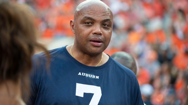 Charles Barkley on the sidelines during an Auburn football game.