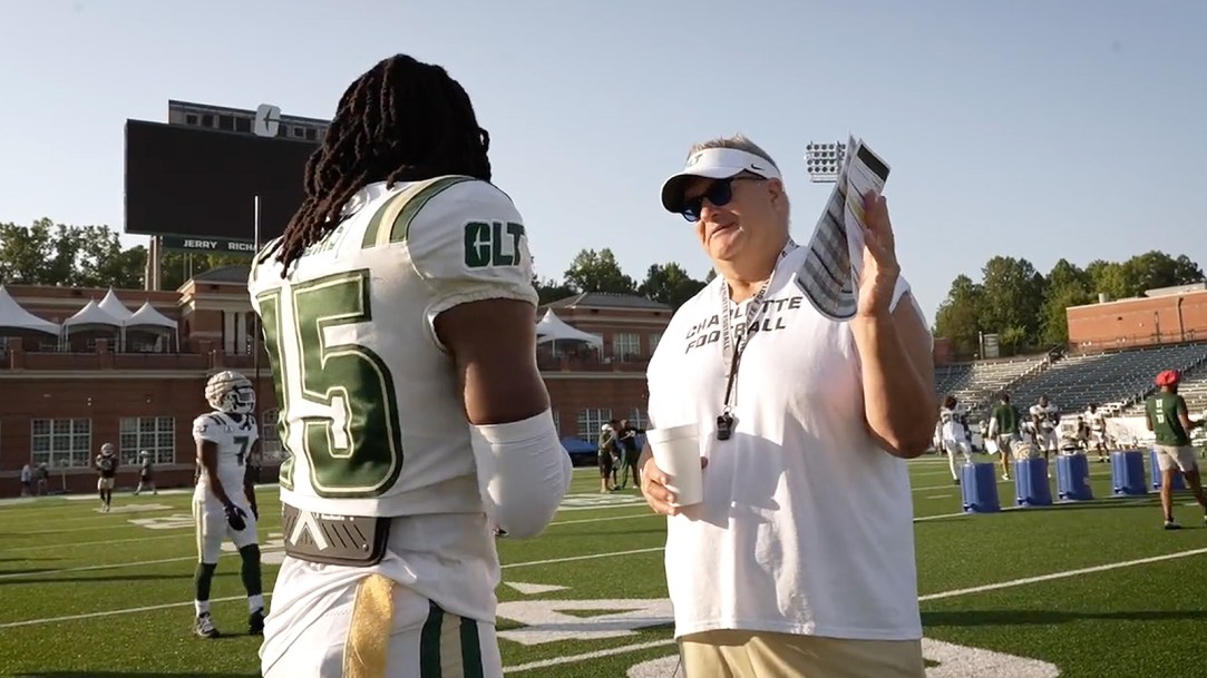Biff Poggi and Charlotte football's depth chart lists an "OR" at every offensive position