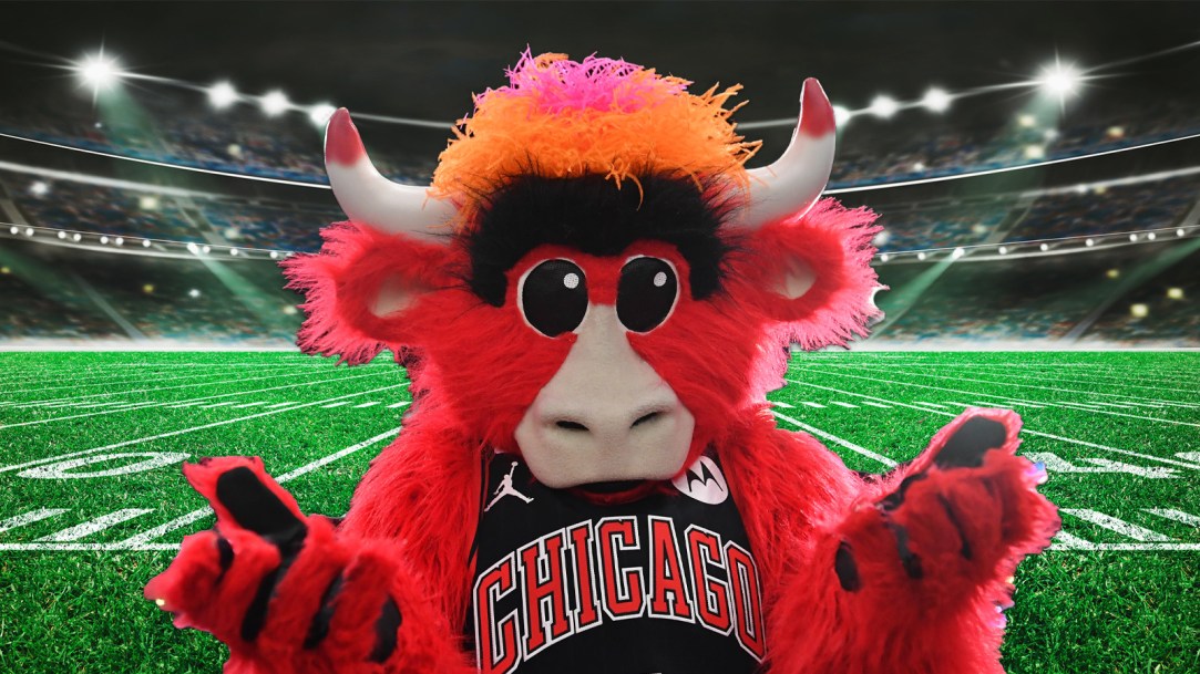 Benny the Bull Chicago Mascot Football Tackle Horse Collar