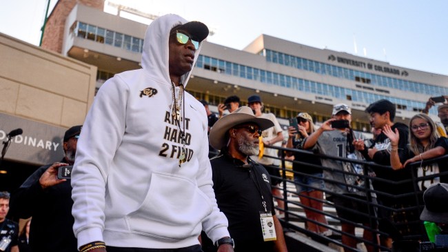 Deion Snaders walks onto the field before a Colorado football game.