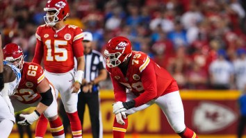 Chiefs O-Lineman Has Real Life ‘Madden Glitch’ When Patrick Mahomes Accidentally Throws Him A Pass