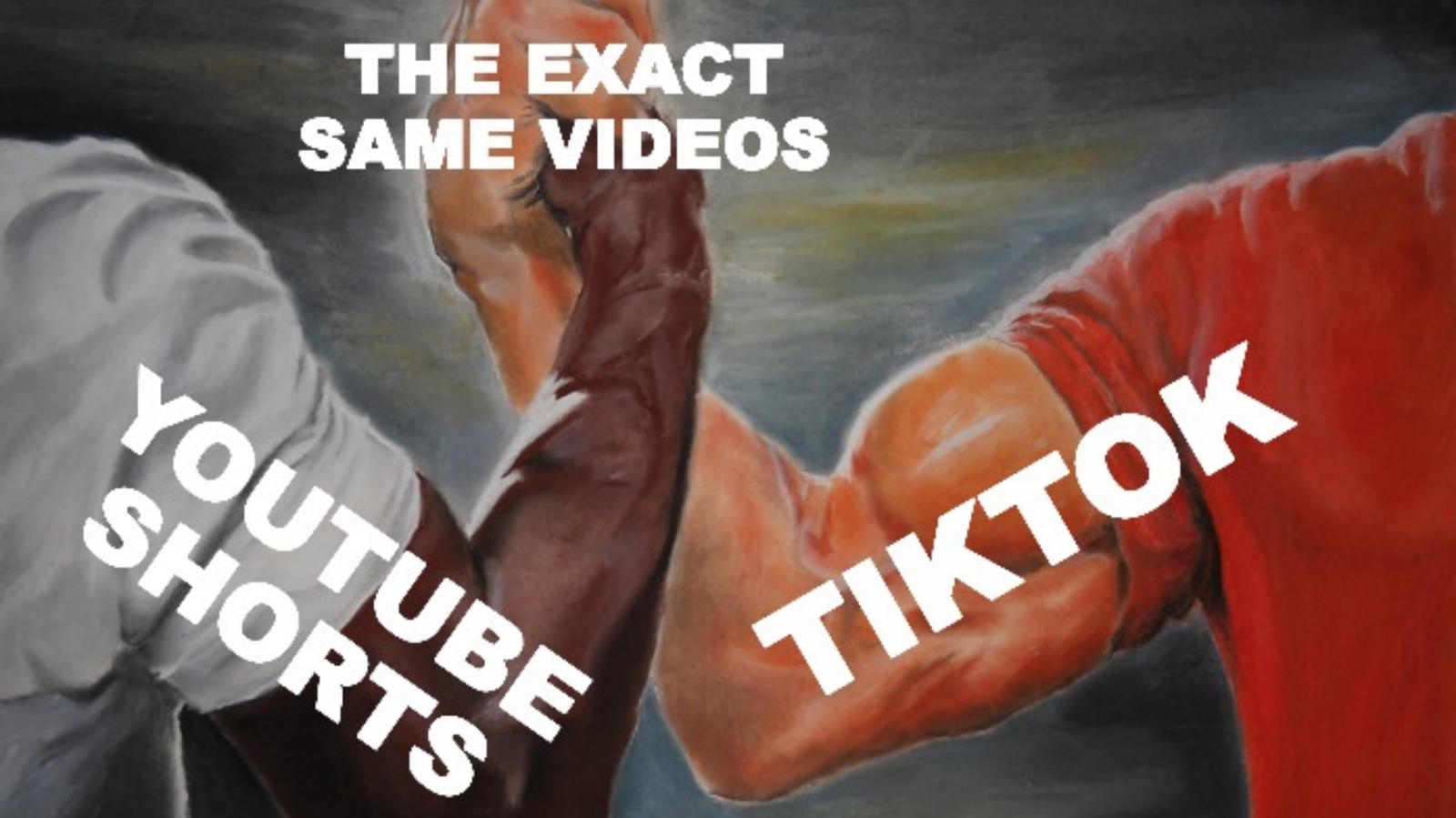 epic handshake meme about Shorts vs TikTok