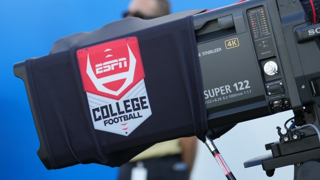 An ESPN college football logo on a camera.
