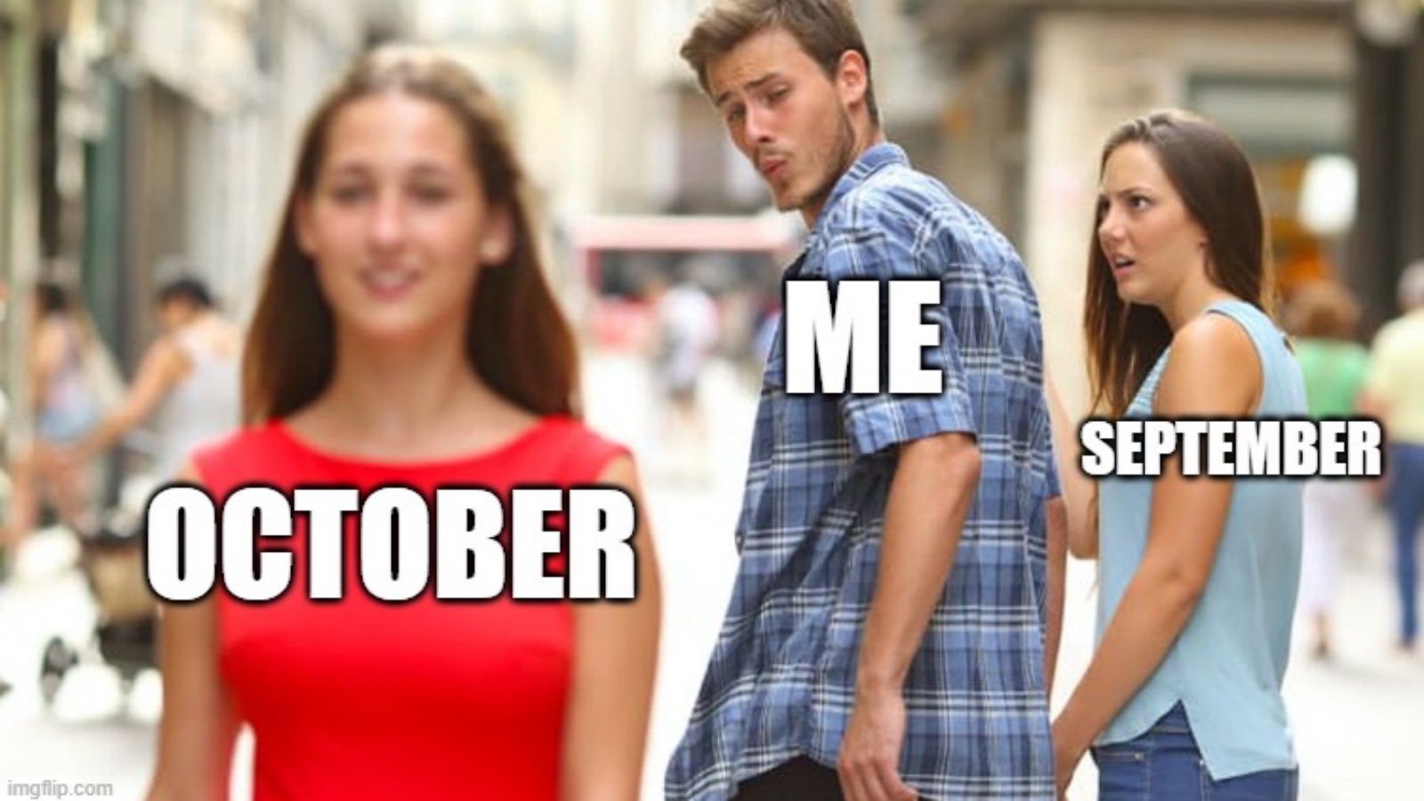 funny October vs September meme
