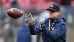 Jim Harbaugh Gets Embarrassed On National T.V. For Dropping Wide-Open Pass That Hit His Hands