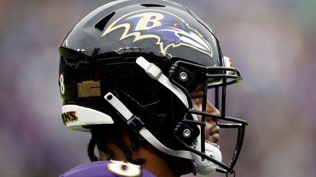 Lamar Jackson on the field for the Baltimore Ravens.