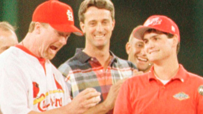 Mark McGwire and Tim Forneris, the man who caught his 62 home run