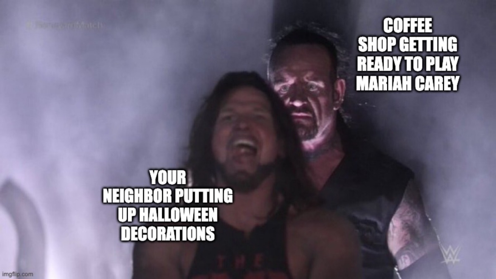 WWE meme about Halloween and Christmas decorations