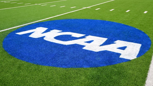 NCAA logo on football field