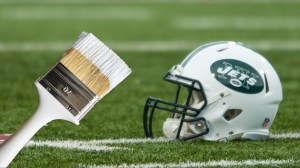 New York Jets MetLife Stadium End Zone Paint Smudge Smear Footprint White